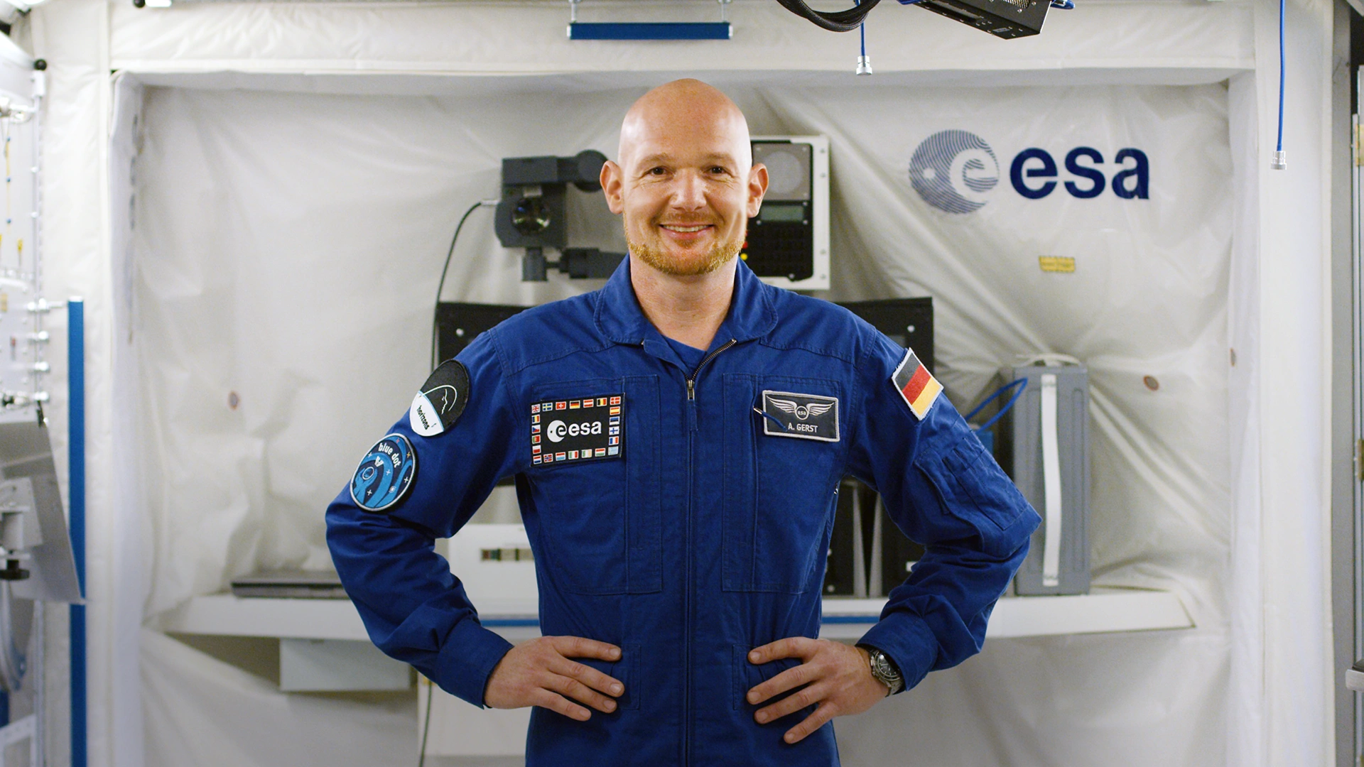 A picture shows Alexander Gerst, astronaut at the anniversary 
