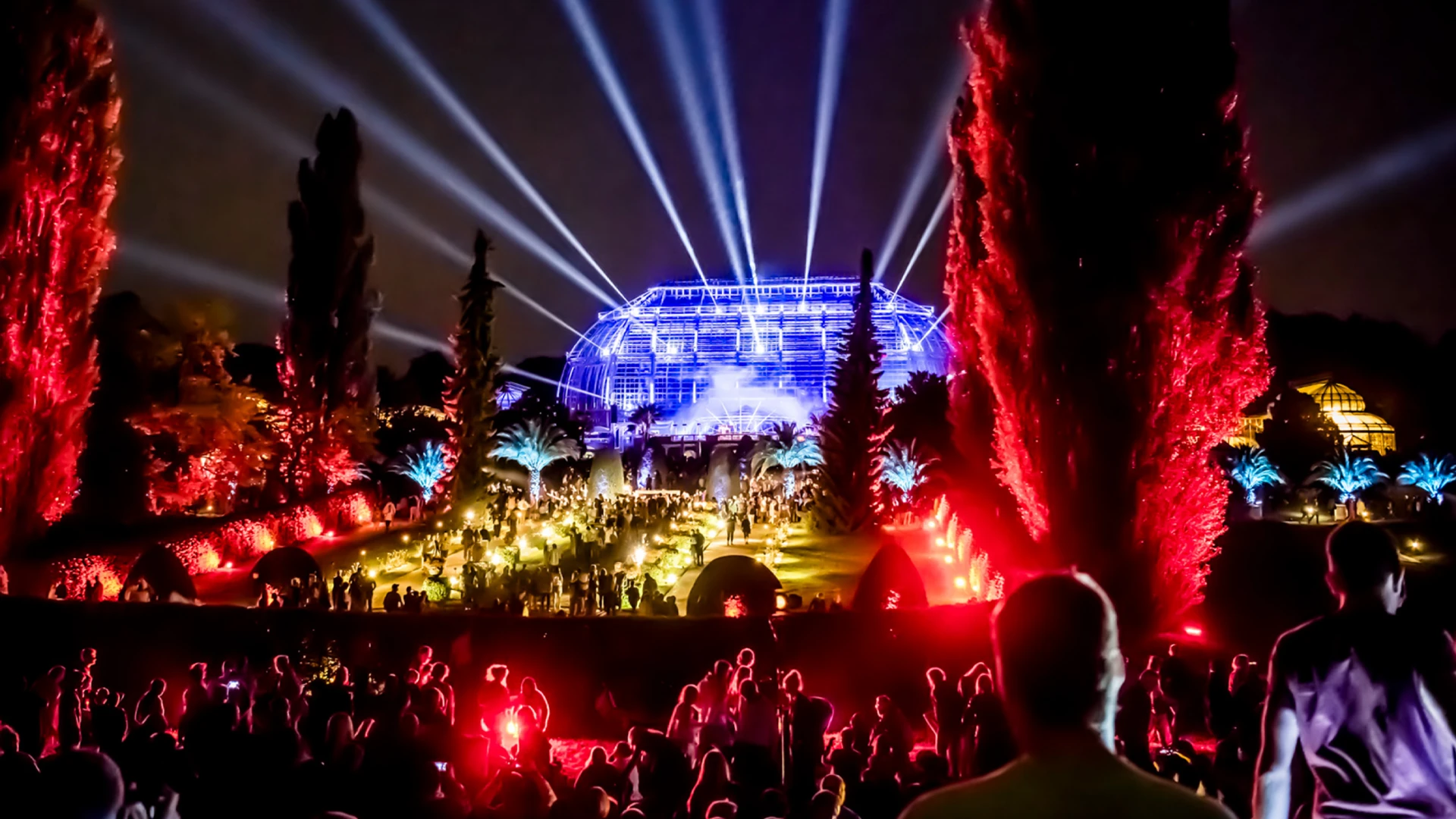 A picture shows the Botanical Night in the Berlin Botanical Garden.