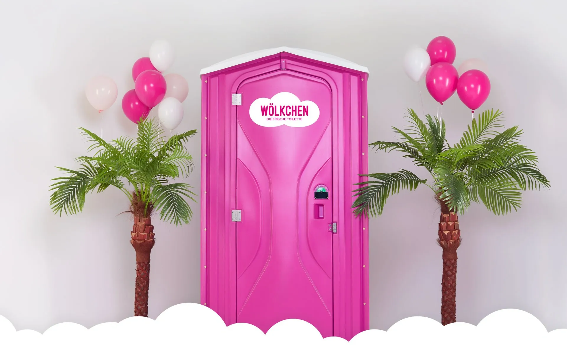 Ein Bild zeigt die frische Toilette von Wölkchen in Pink zur Kampagne 