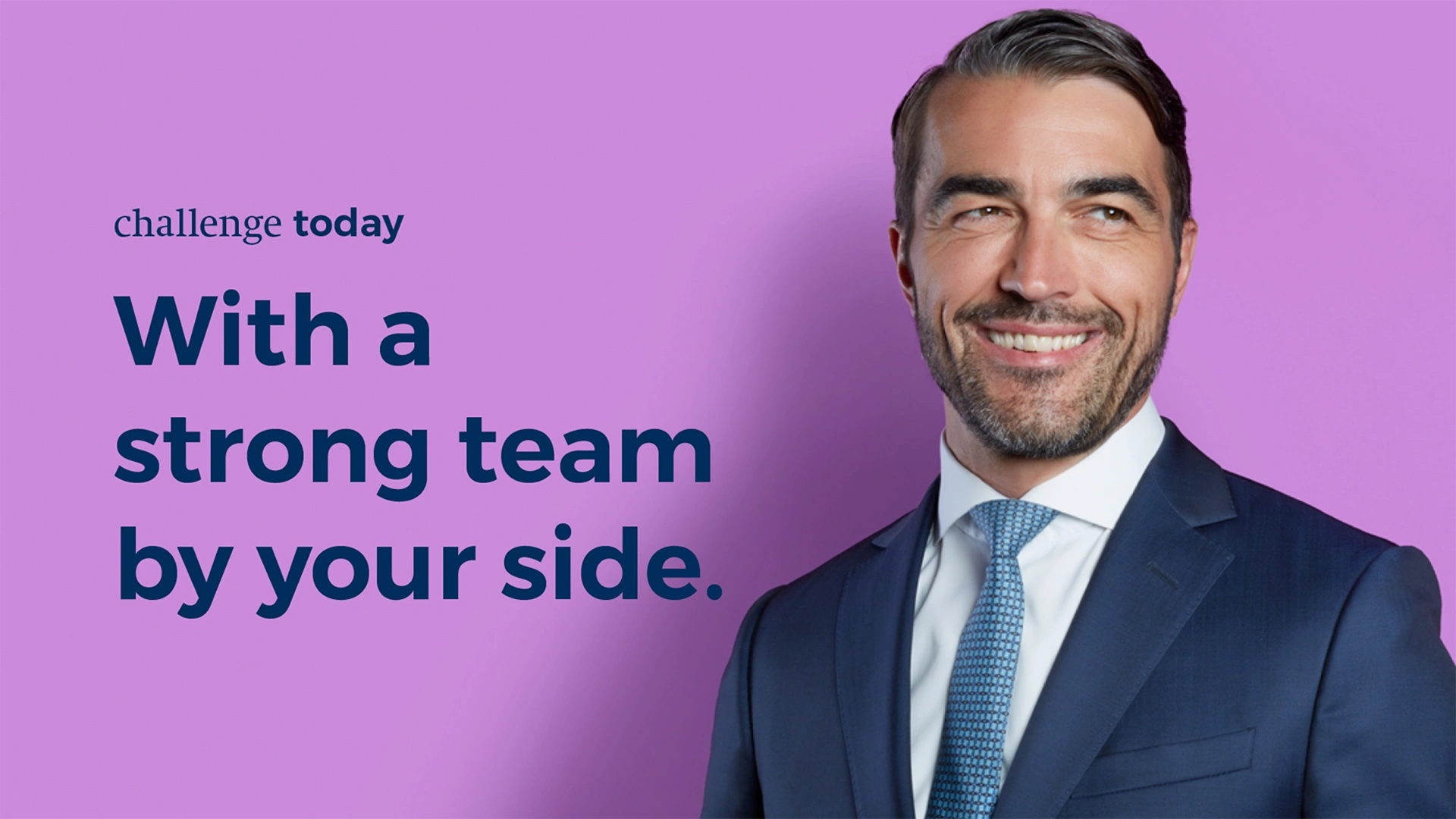 An image shows the purple cover of a brochure by Freshfields law firm for the "challenge today" campaign"
